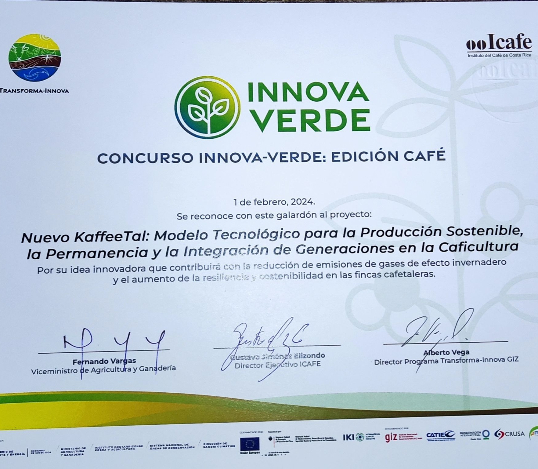 Reconocimiento Innova Verde – Nuevo KaffeeTal